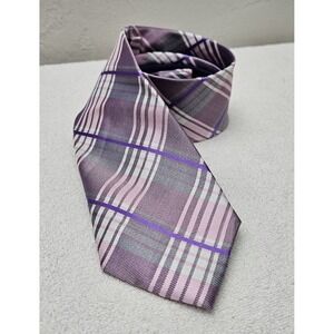 *NEW* with Tags Men's Tommy Hilfiger‎ Tie Purple Plaid 100% Silk Mens Wearhouse